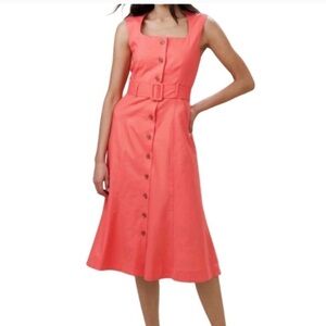 Banana Republic Coral Sleeveless Button-Front Maxi Dress with Belt